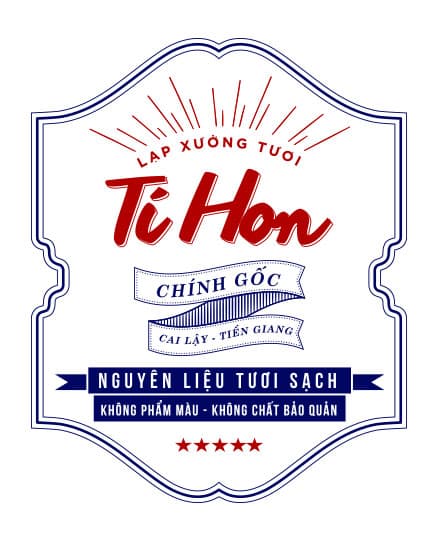 Nhãn mác Lạp xưởng tươi Tí Hon, chính gốc Cai Lậy, Tiền Giang
